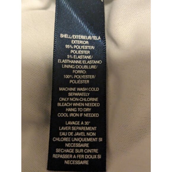 Chaps Women's Sheath Style Dress Navy Abstract Splatter Print Side Ruching Sz M - Picture 9 of 10